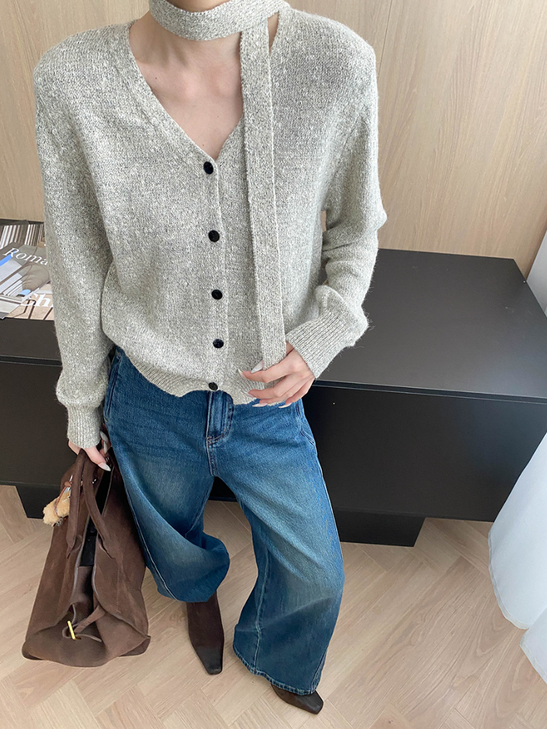 タイリボンVネックカーディガン