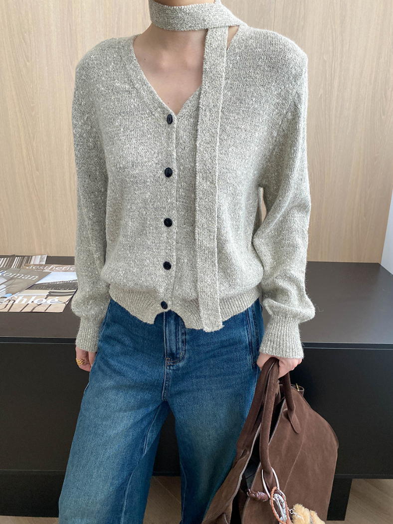 タイリボンVネックカーディガン