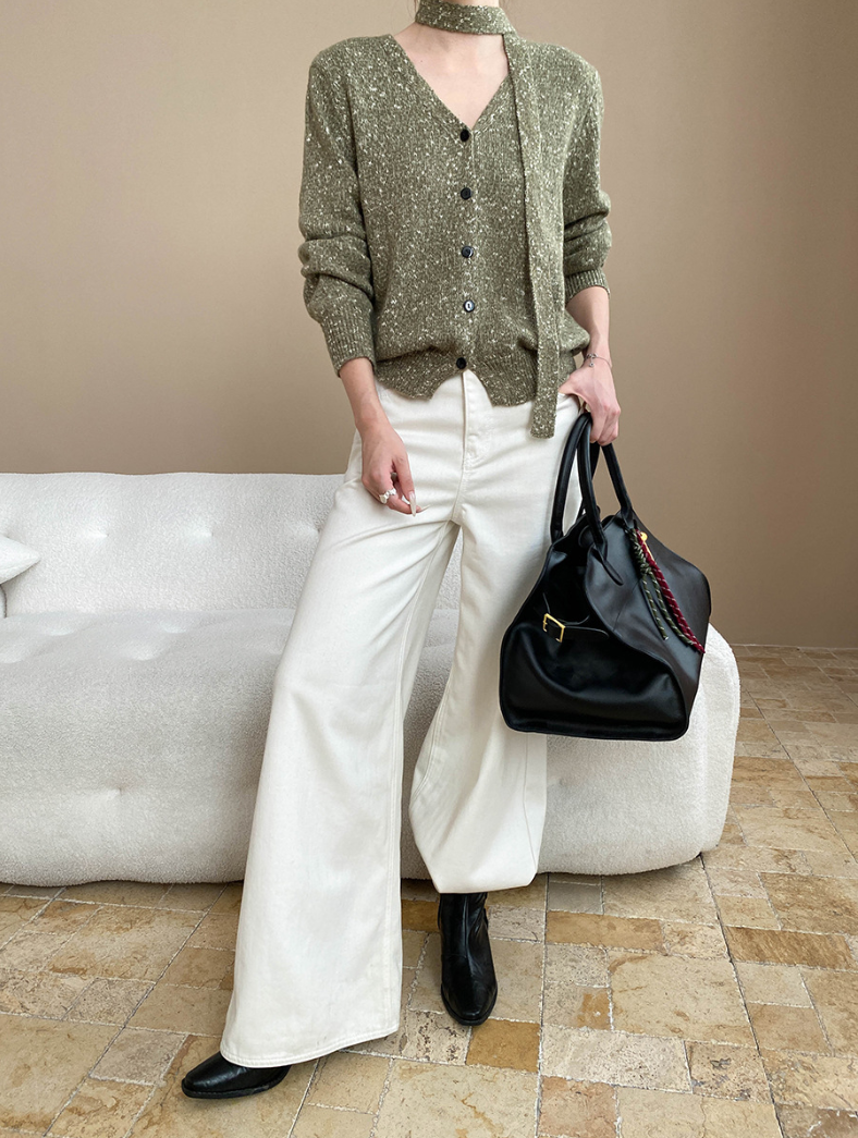 タイリボンVネックカーディガン