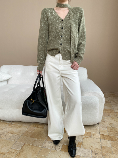 タイリボンVネックカーディガン