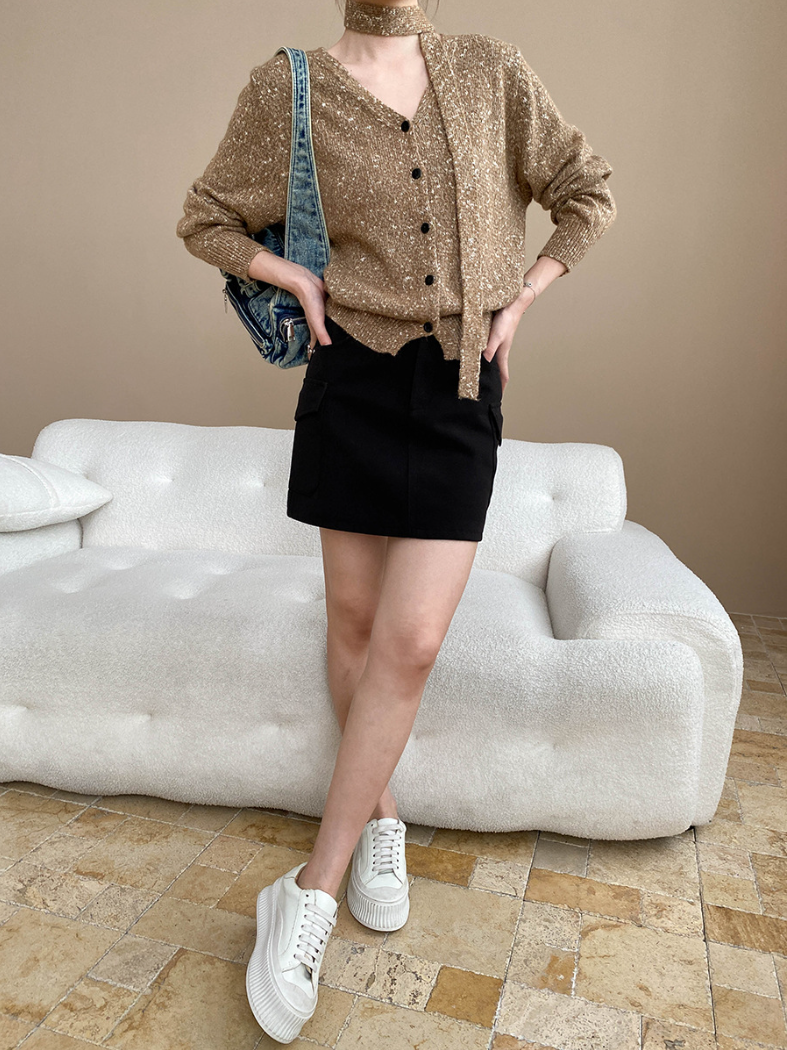 タイリボンVネックカーディガン