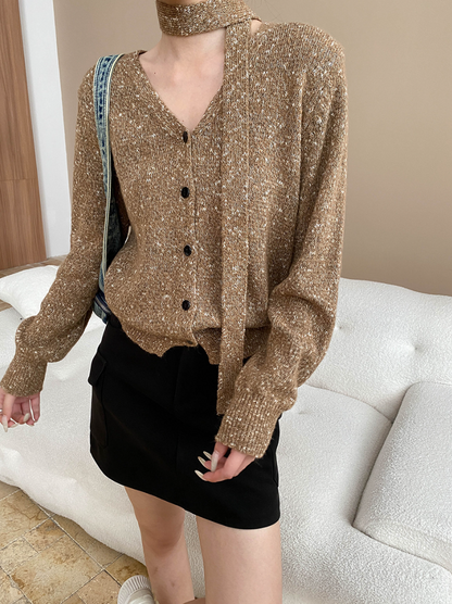 タイリボンVネックカーディガン