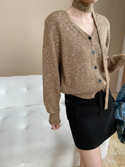 タイリボンVネックカーディガン