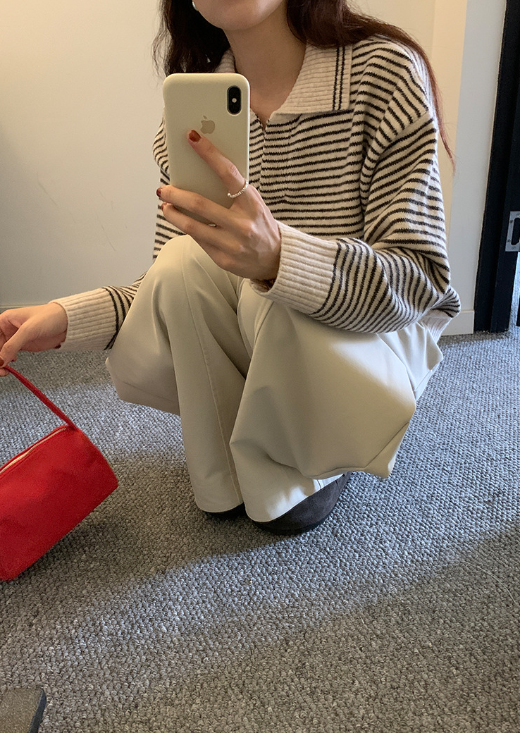 ボーダーカラーニットプルオーバー