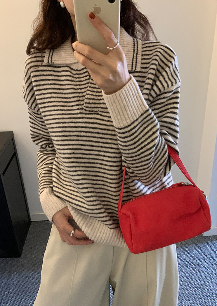 ボーダーカラーニットプルオーバー