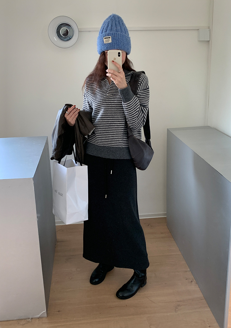 ボーダーカラーニットプルオーバー