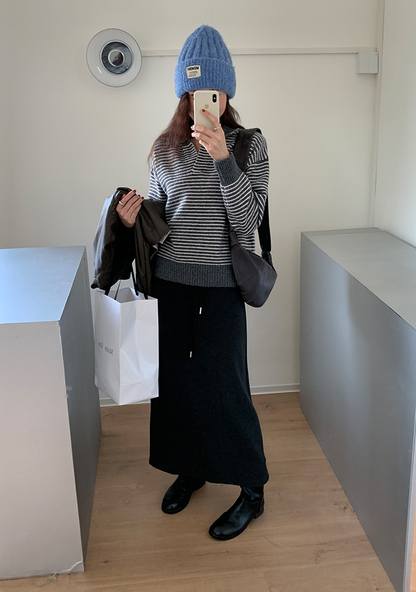 ボーダーカラーニットプルオーバー