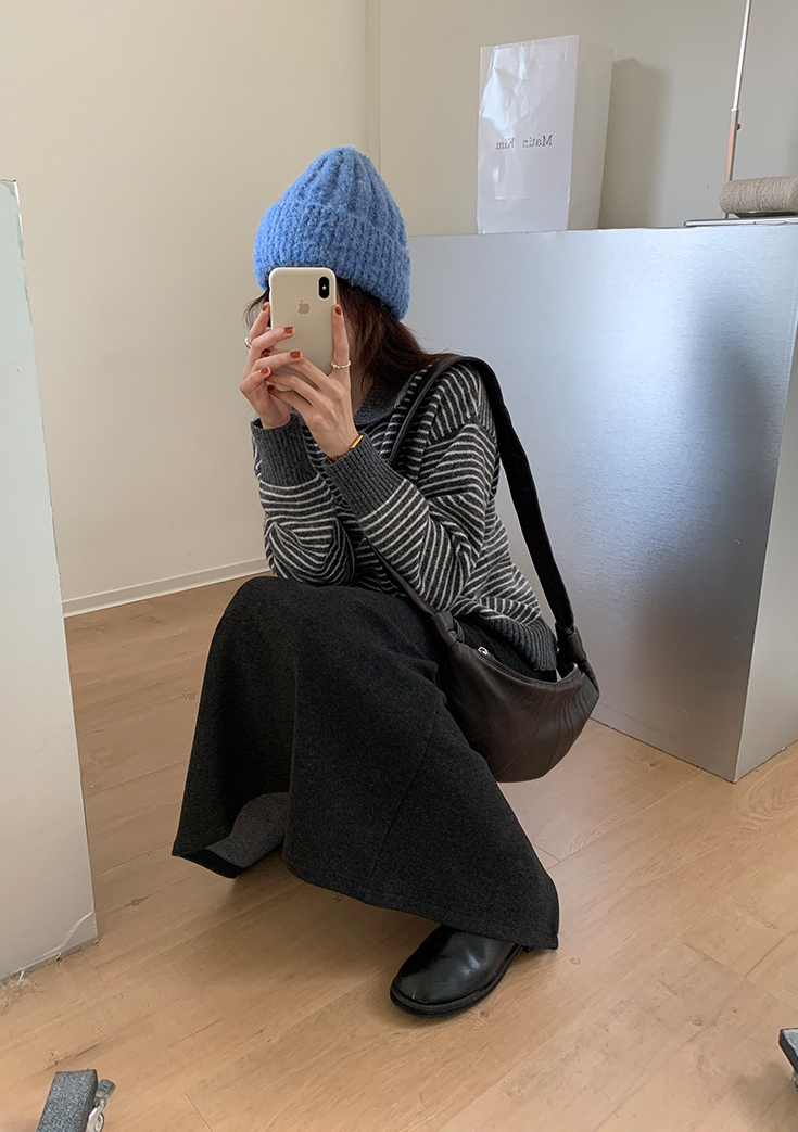 ボーダーカラーニットプルオーバー