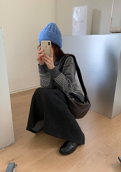 ボーダーカラーニットプルオーバー