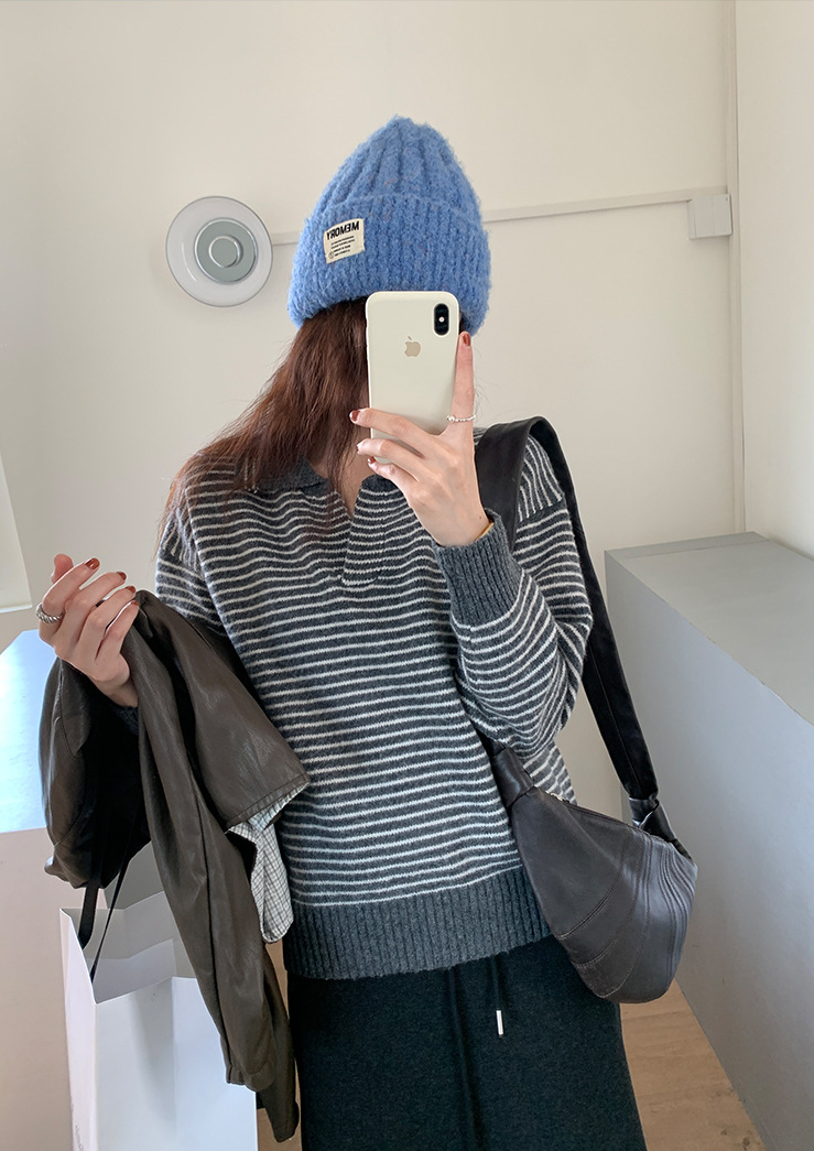 ボーダーカラーニットプルオーバー