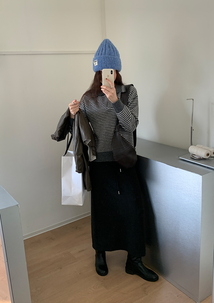 ボーダーカラーニットプルオーバー