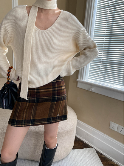 チェックツイードミニスカート