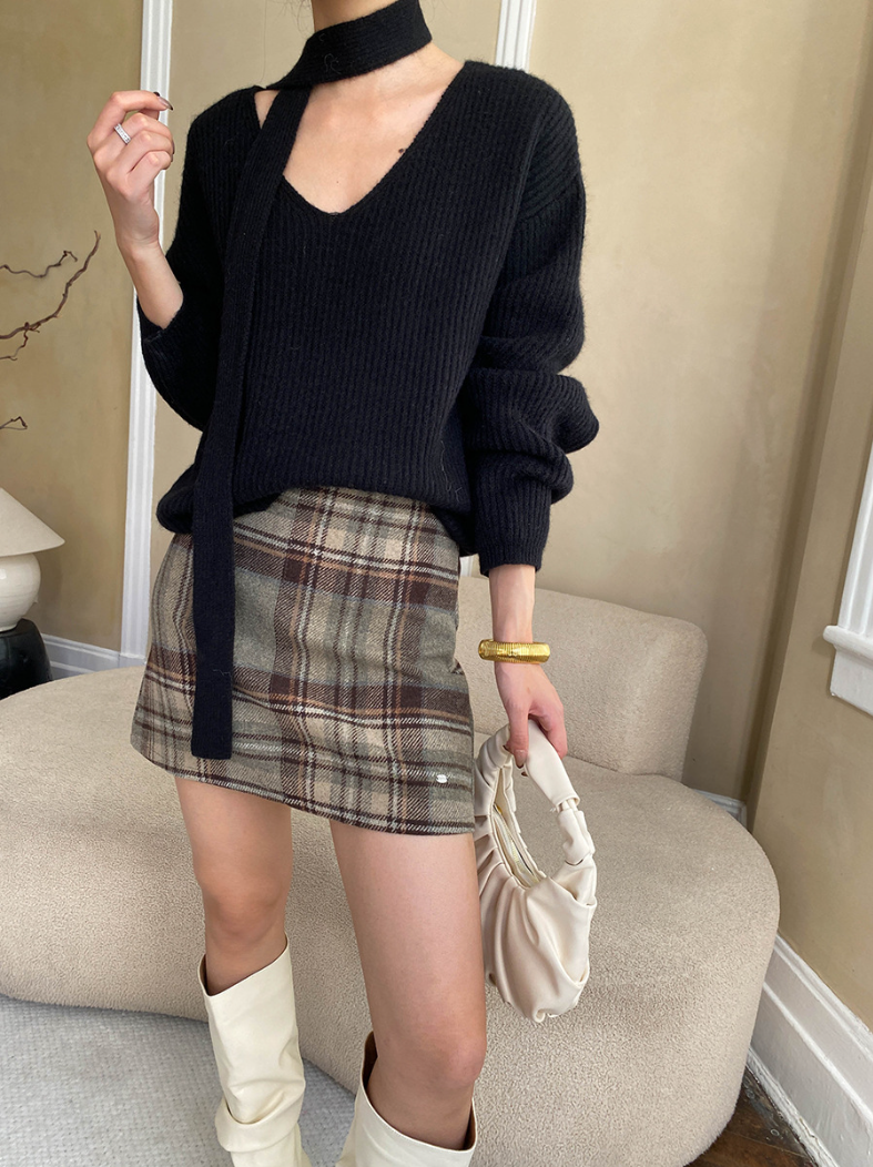 チェックツイードミニスカート