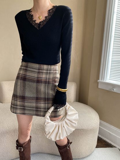 チェックツイードミニスカート
