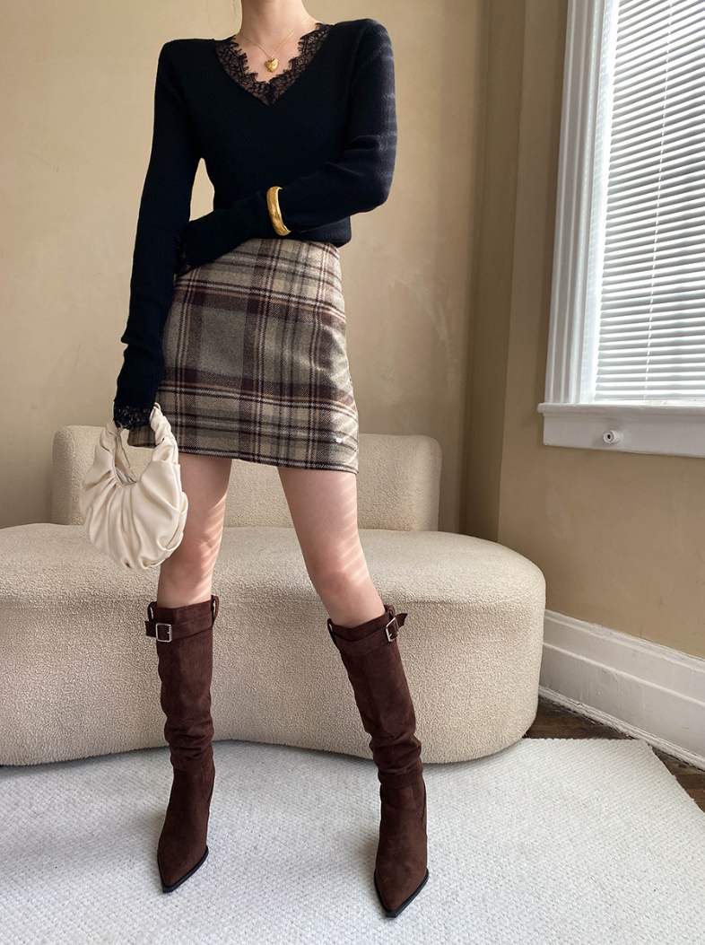 チェックツイードミニスカート