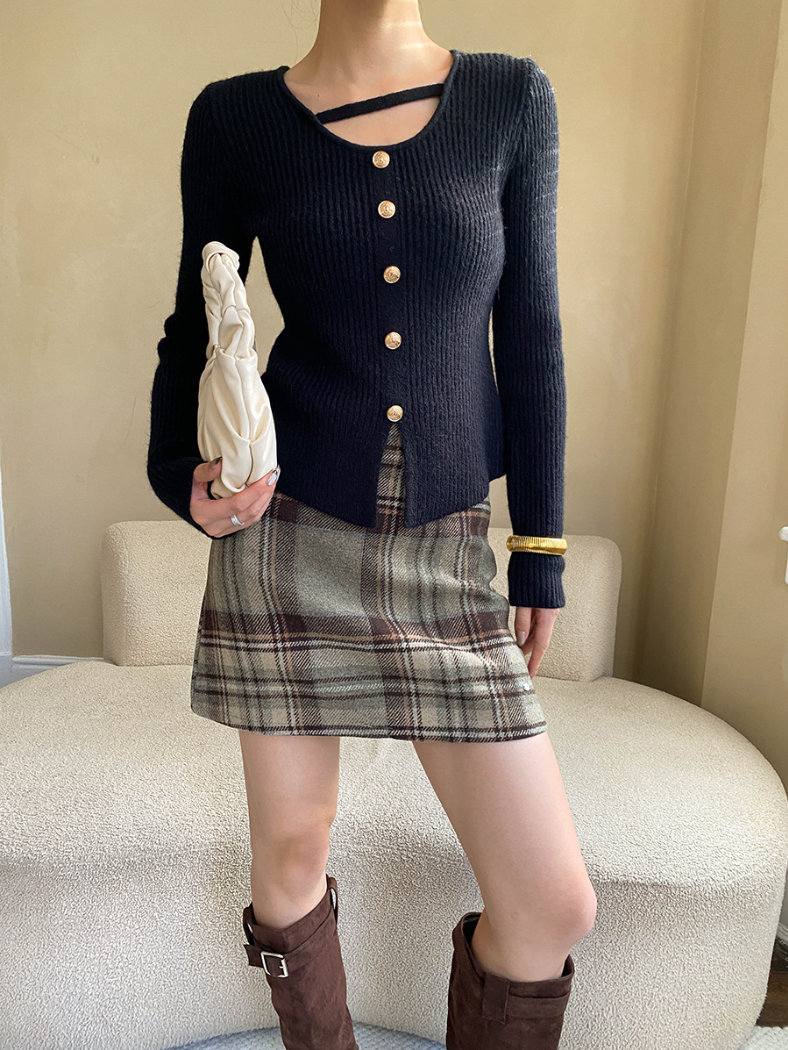 チェックツイードミニスカート