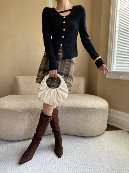 チェックツイードミニスカート