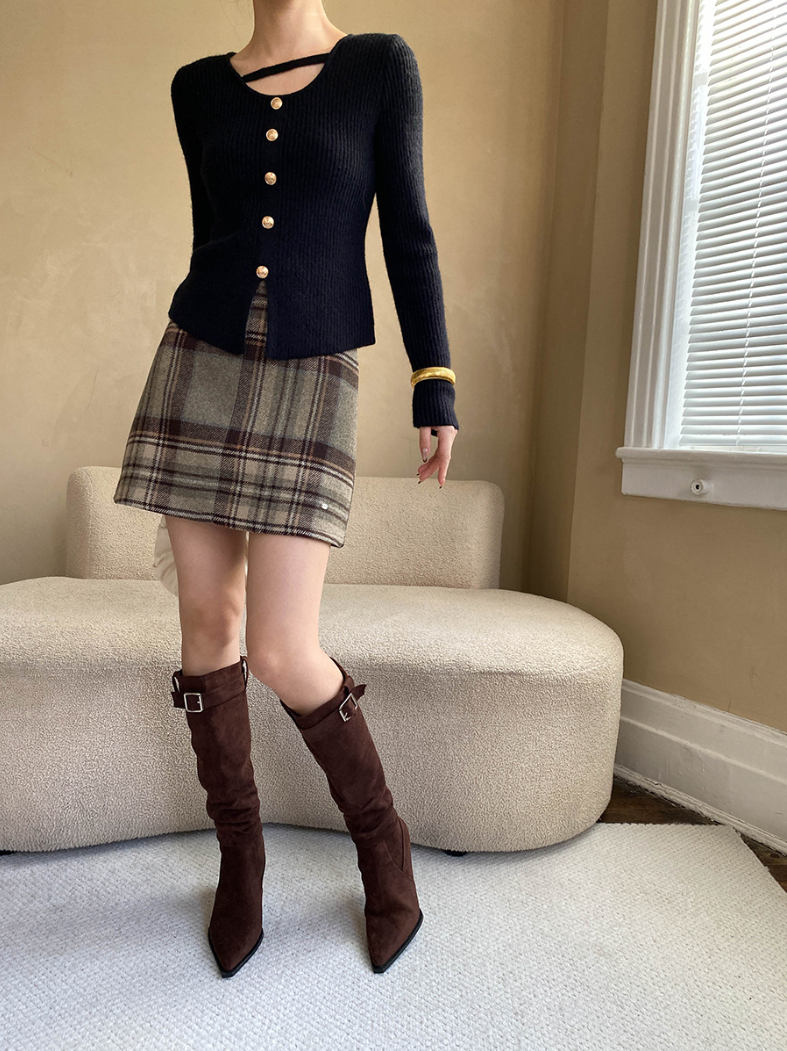 チェックツイードミニスカート