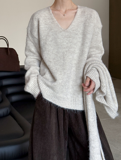 【11/7(金)PM12:00～販売START】ニットショール付きVネックプルオーバー