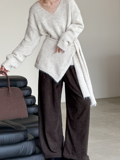 【11/7(金)PM12:00～販売START】ニットショール付きVネックプルオーバー