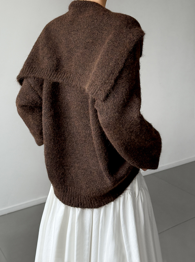 【11/7(金)PM12:00～販売START】ニットショール付きVネックプルオーバー