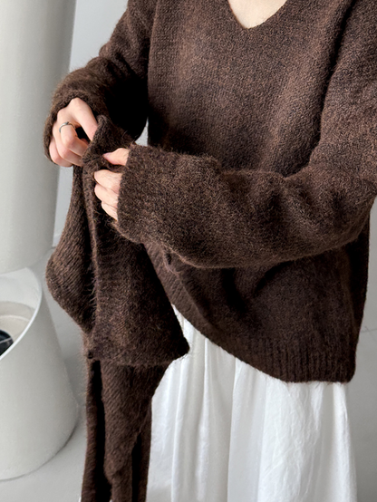 【11/7(金)PM12:00～販売START】ニットショール付きVネックプルオーバー