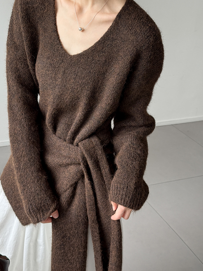 【11/7(金)PM12:00～販売START】ニットショール付きVネックプルオーバー