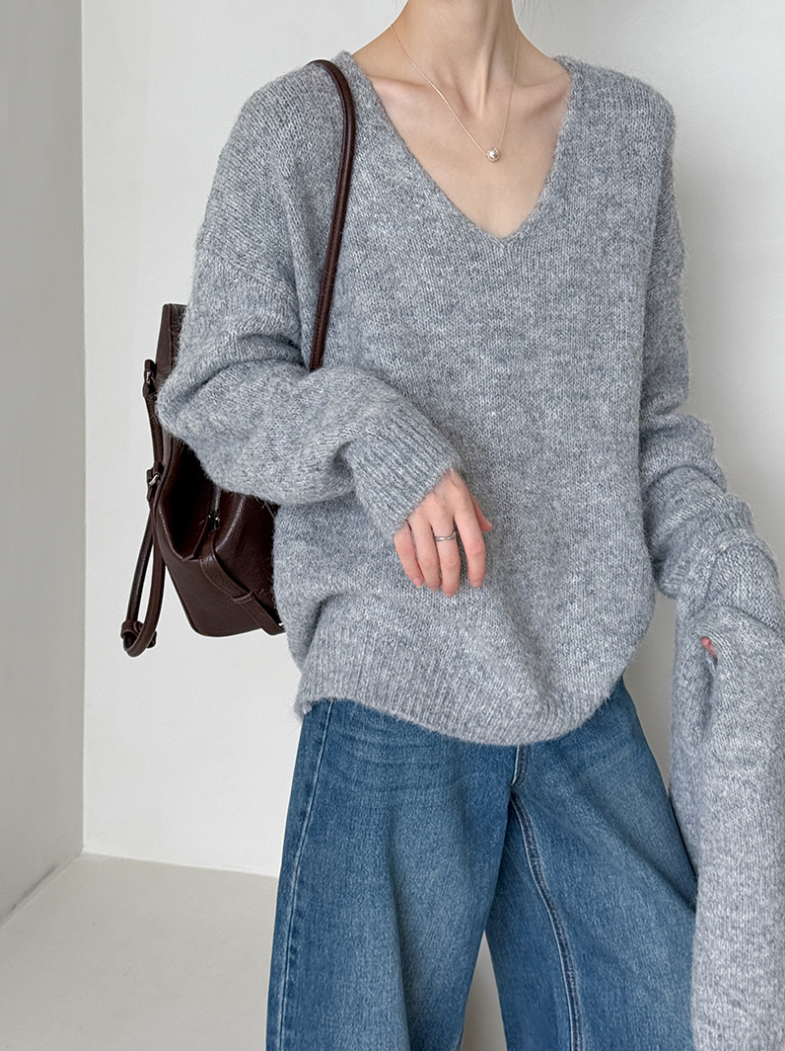 【11/7(金)PM12:00～販売START】ニットショール付きVネックプルオーバー