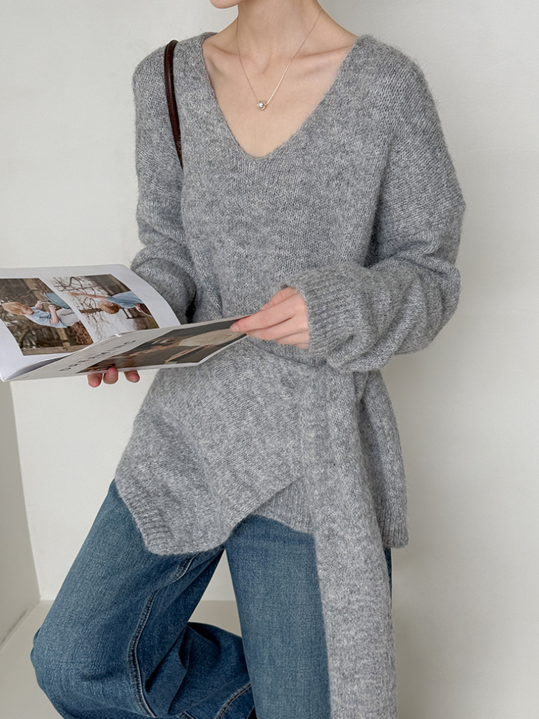 【11/7(金)PM12:00～販売START】ニットショール付きVネックプルオーバー