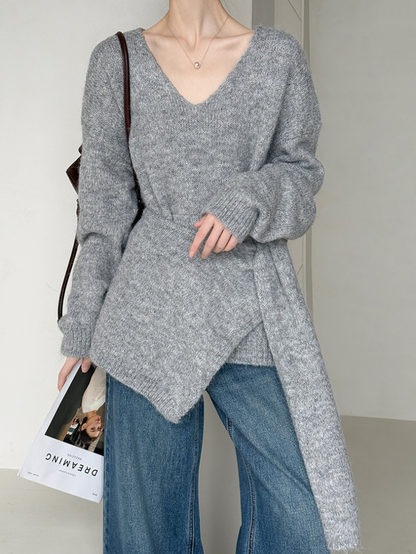 【11/7(金)PM12:00～販売START】ニットショール付きVネックプルオーバー