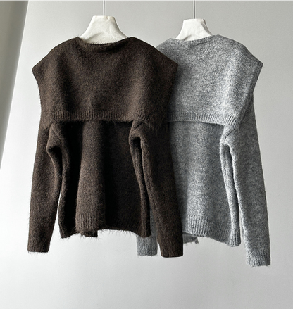 【11/7(金)PM12:00～販売START】ニットショール付きVネックプルオーバー