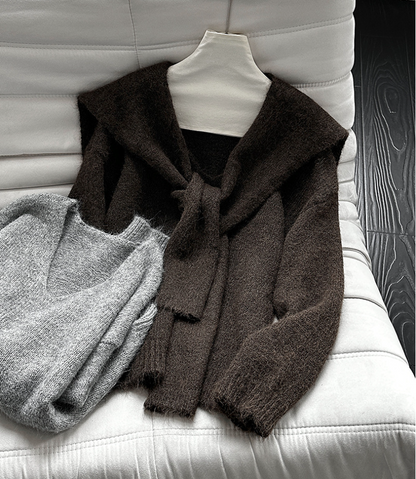 【11/7(金)PM12:00～販売START】ニットショール付きVネックプルオーバー