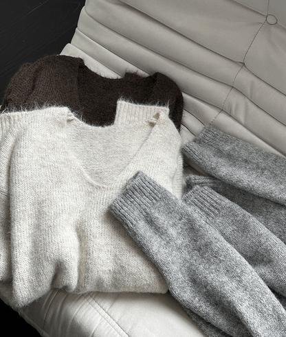 【11/7(金)PM12:00～販売START】ニットショール付きVネックプルオーバー