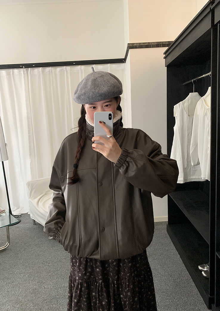 【11/7(金)PM12:00～販売START】ボアカラーフェイクレザーブルゾン