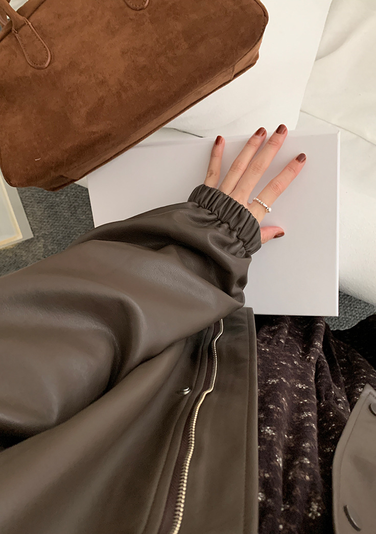 【11/7(金)PM12:00～販売START】ボアカラーフェイクレザーブルゾン