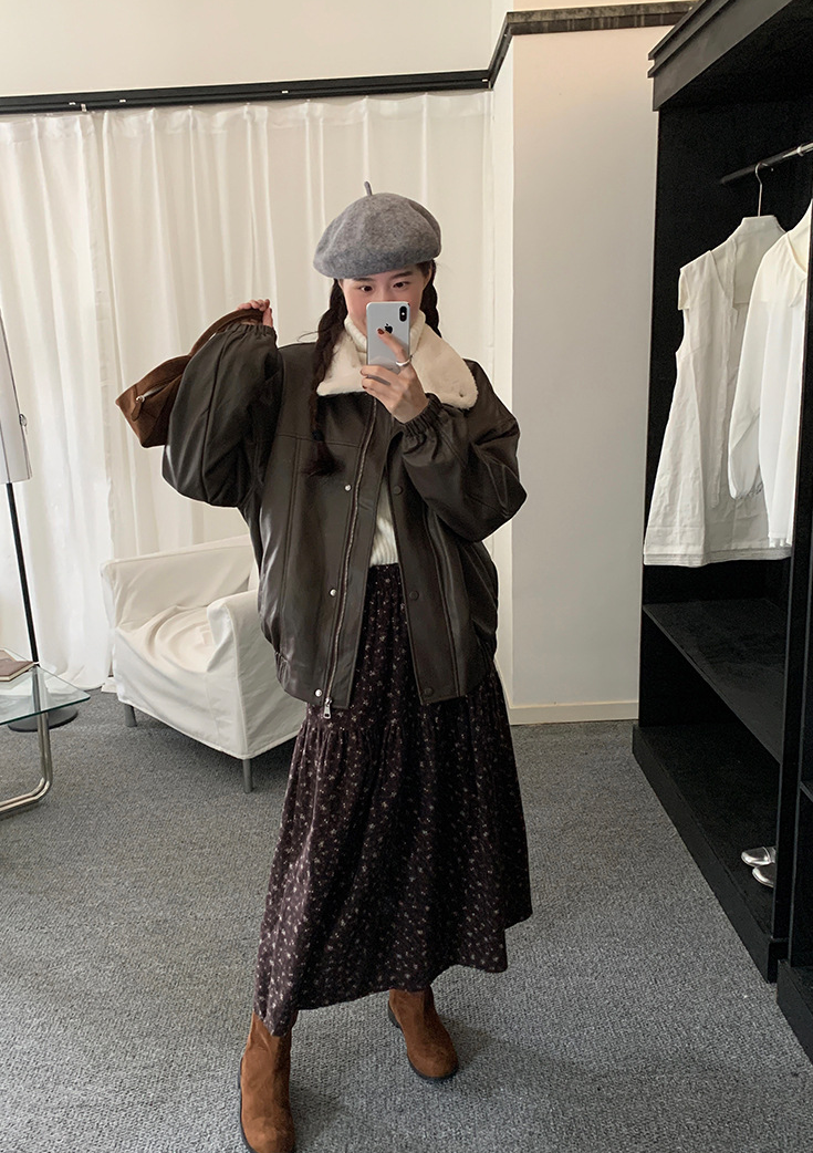 【11/7(金)PM12:00～販売START】ボアカラーフェイクレザーブルゾン