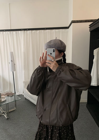 【11/7(金)PM12:00～販売START】ボアカラーフェイクレザーブルゾン