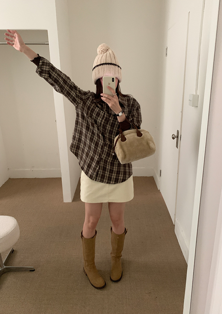 【11/7(金)PM12:00～販売START】ブラウンチェックオーバーシャツ