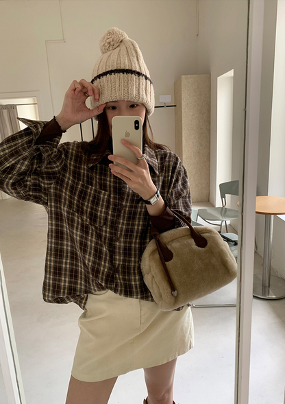 【11/7(金)PM12:00～販売START】ブラウンチェックオーバーシャツ