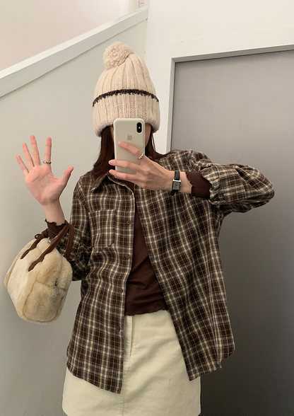 【11/7(金)PM12:00～販売START】ブラウンチェックオーバーシャツ