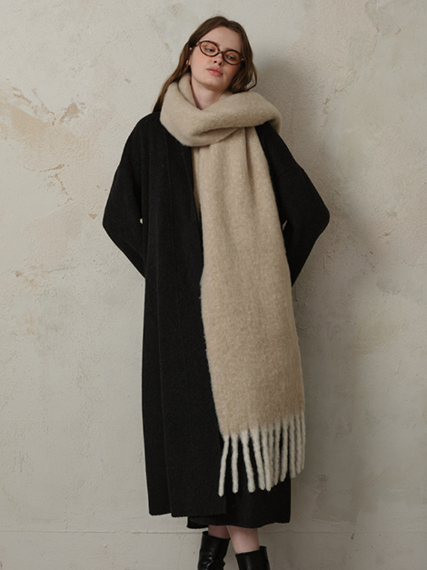 フリンジウールミックスロングマフラー