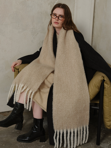 フリンジウールミックスロングマフラー