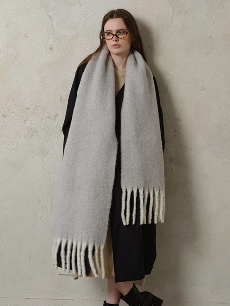 フリンジウールミックスロングマフラー