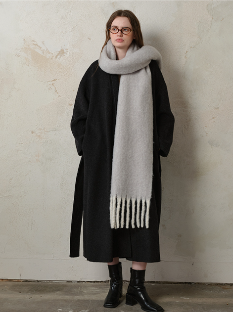 フリンジウールミックスロングマフラー