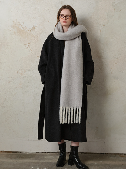 フリンジウールミックスロングマフラー