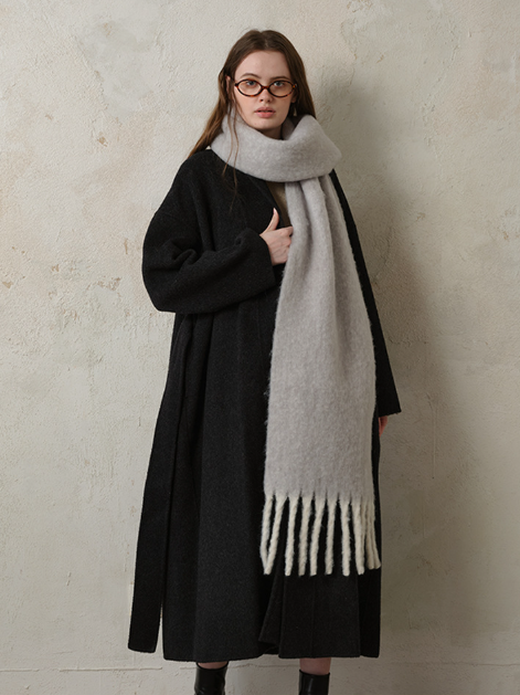 フリンジウールミックスロングマフラー