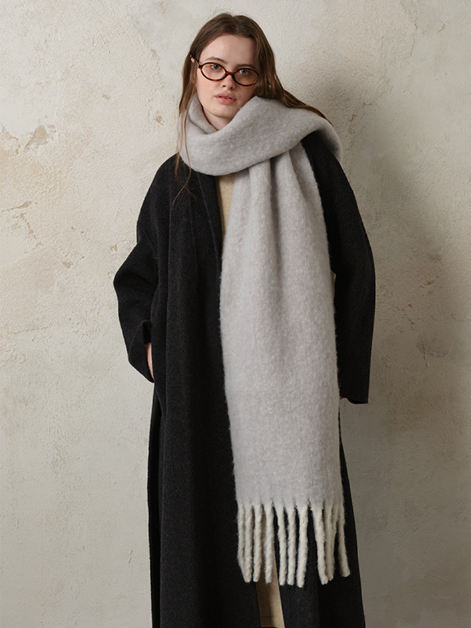 フリンジウールミックスロングマフラー