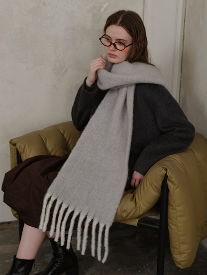 フリンジウールミックスロングマフラー