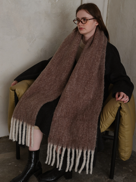 フリンジウールミックスロングマフラー