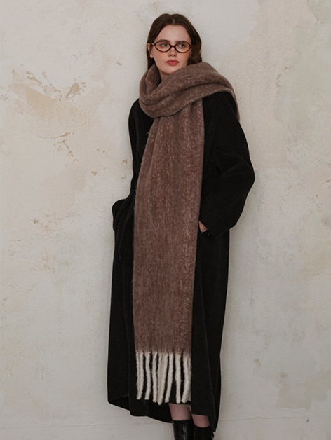 フリンジウールミックスロングマフラー